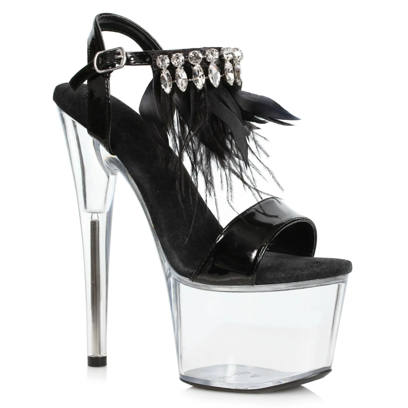 709-ZAHRA 7" Feather And Rhinestone Sandal