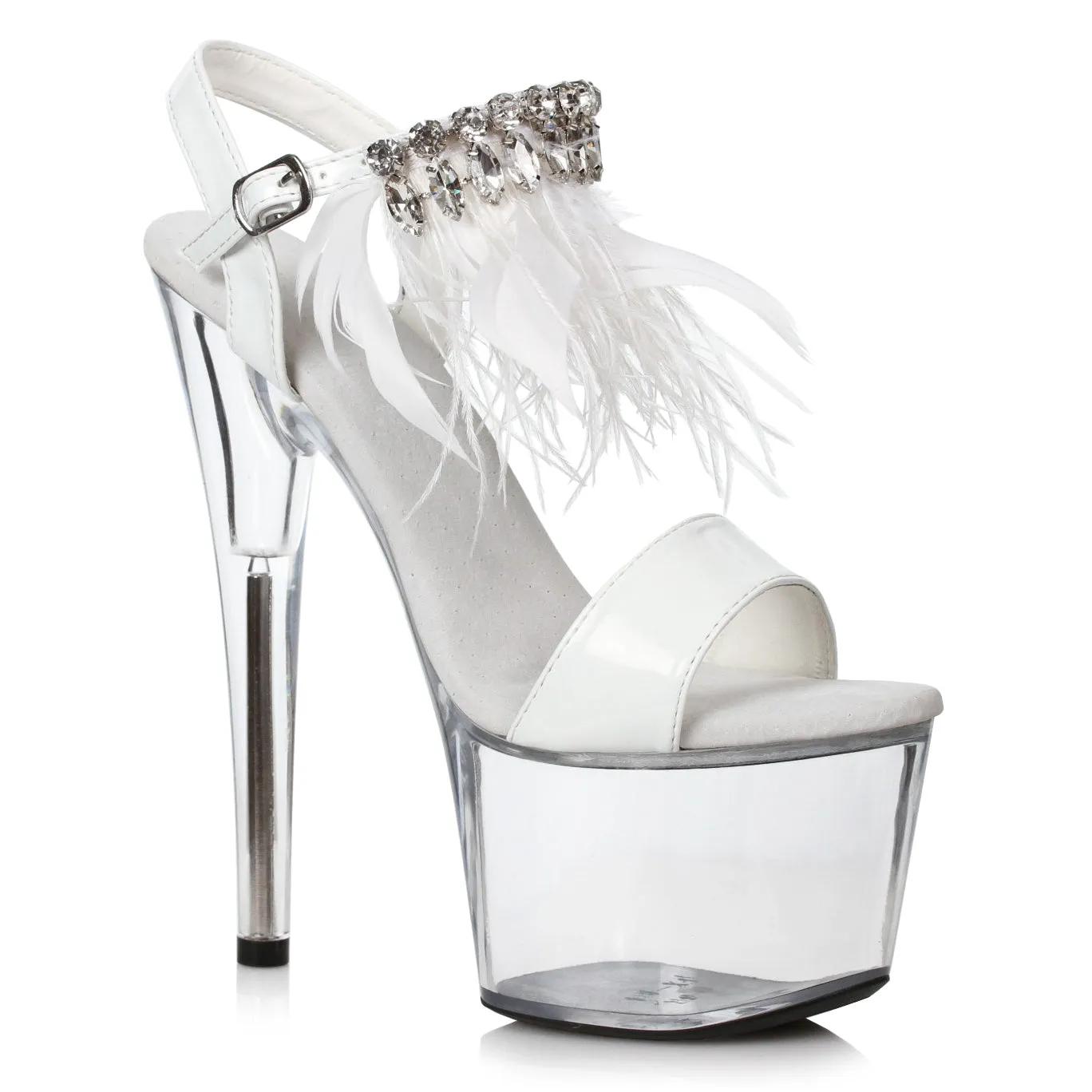 709-ZAHRA 7" Feather And Rhinestone Sandal