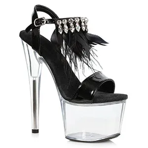 709-ZAHRA 7" Feather And Rhinestone Sandal