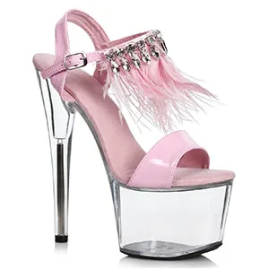 709-ZAHRA 7" Feather And Rhinestone Sandal