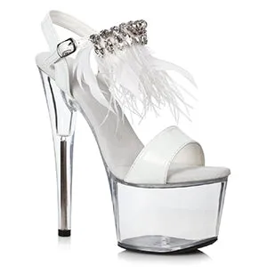 709-ZAHRA 7" Feather And Rhinestone Sandal