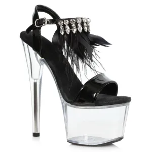 709-ZAHRA 7" Feather And Rhinestone Sandal