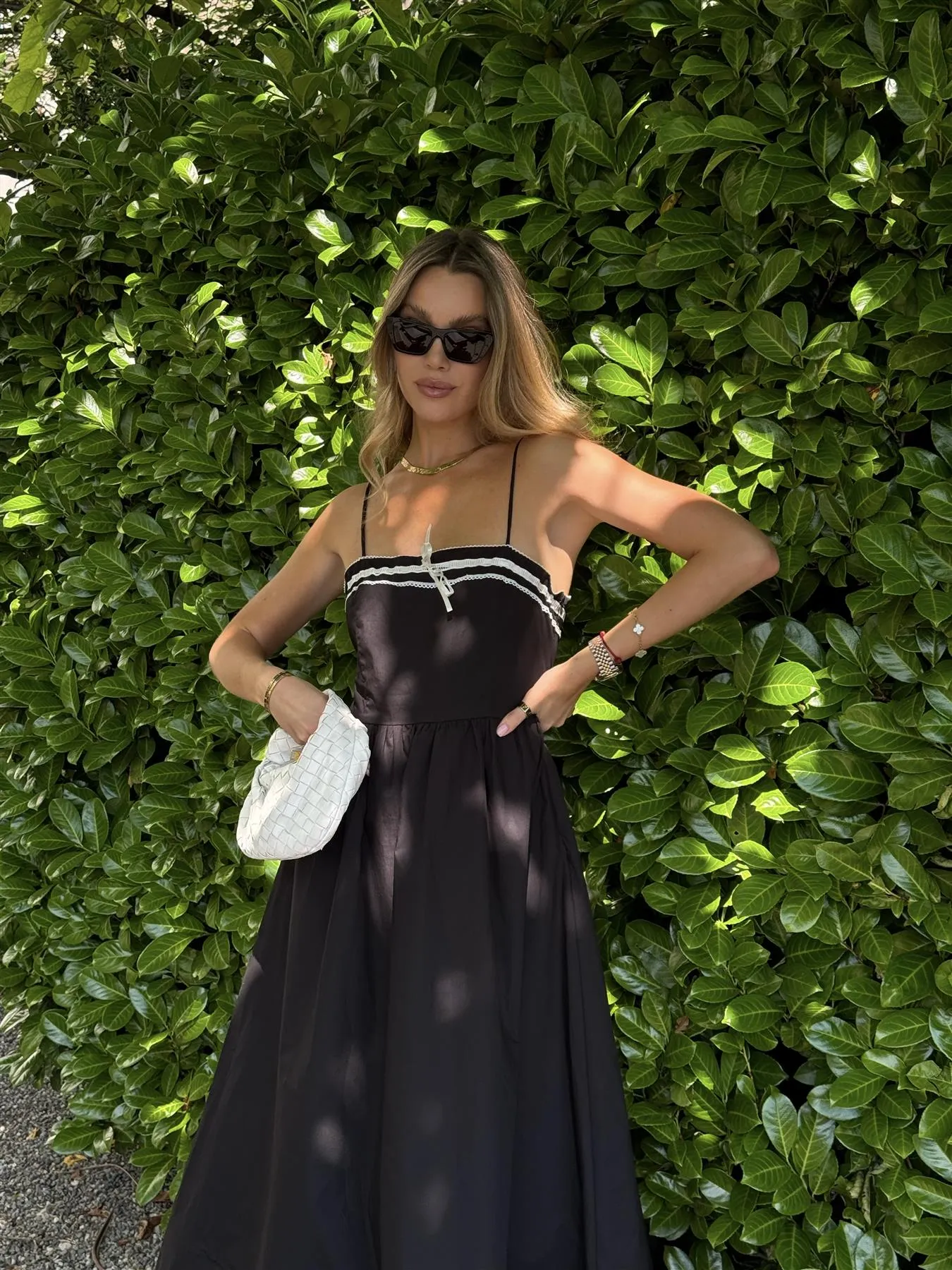 Black Scoop-Neck Maxi-Dress