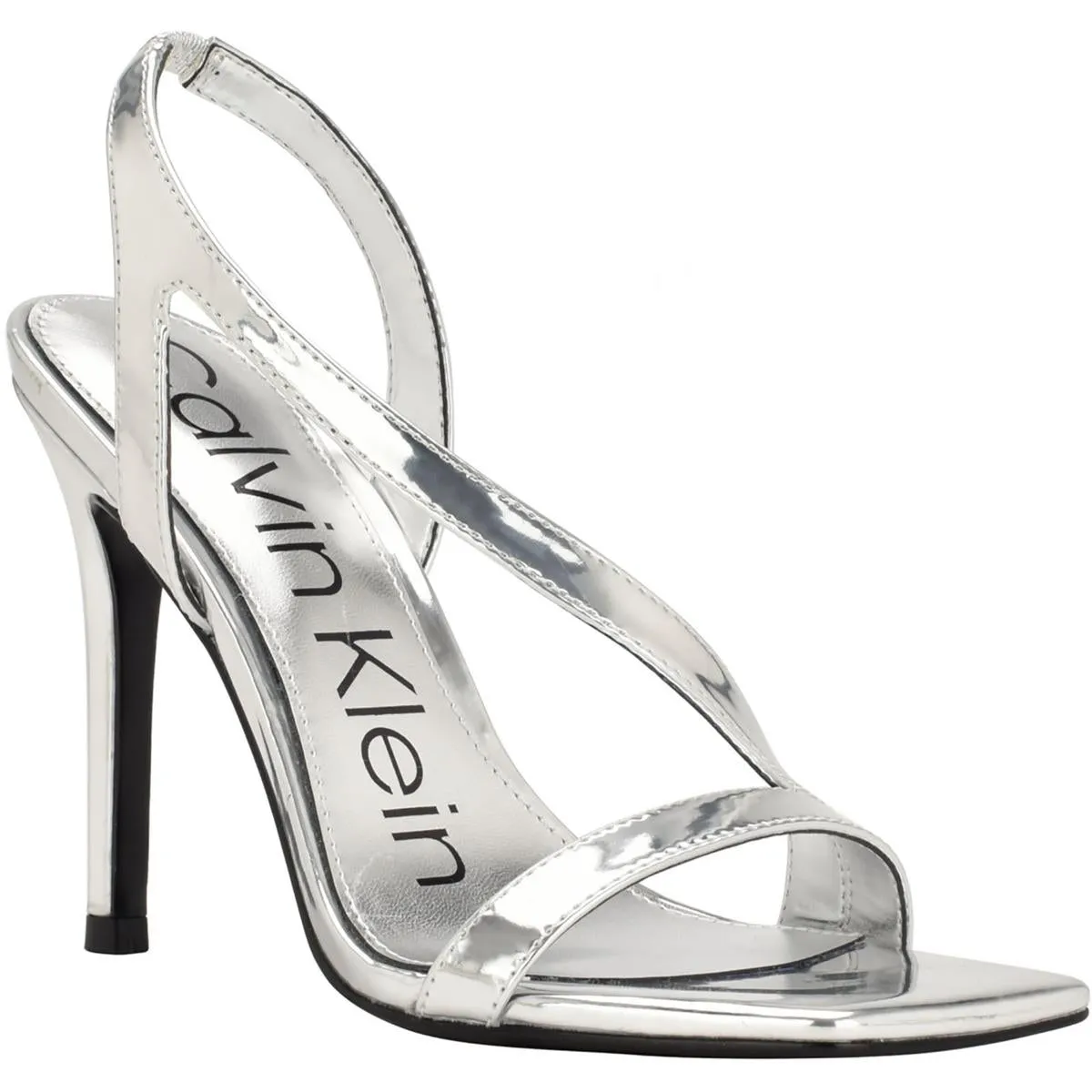Calvin Klein Womens Tallon Patent Open Toe Heels