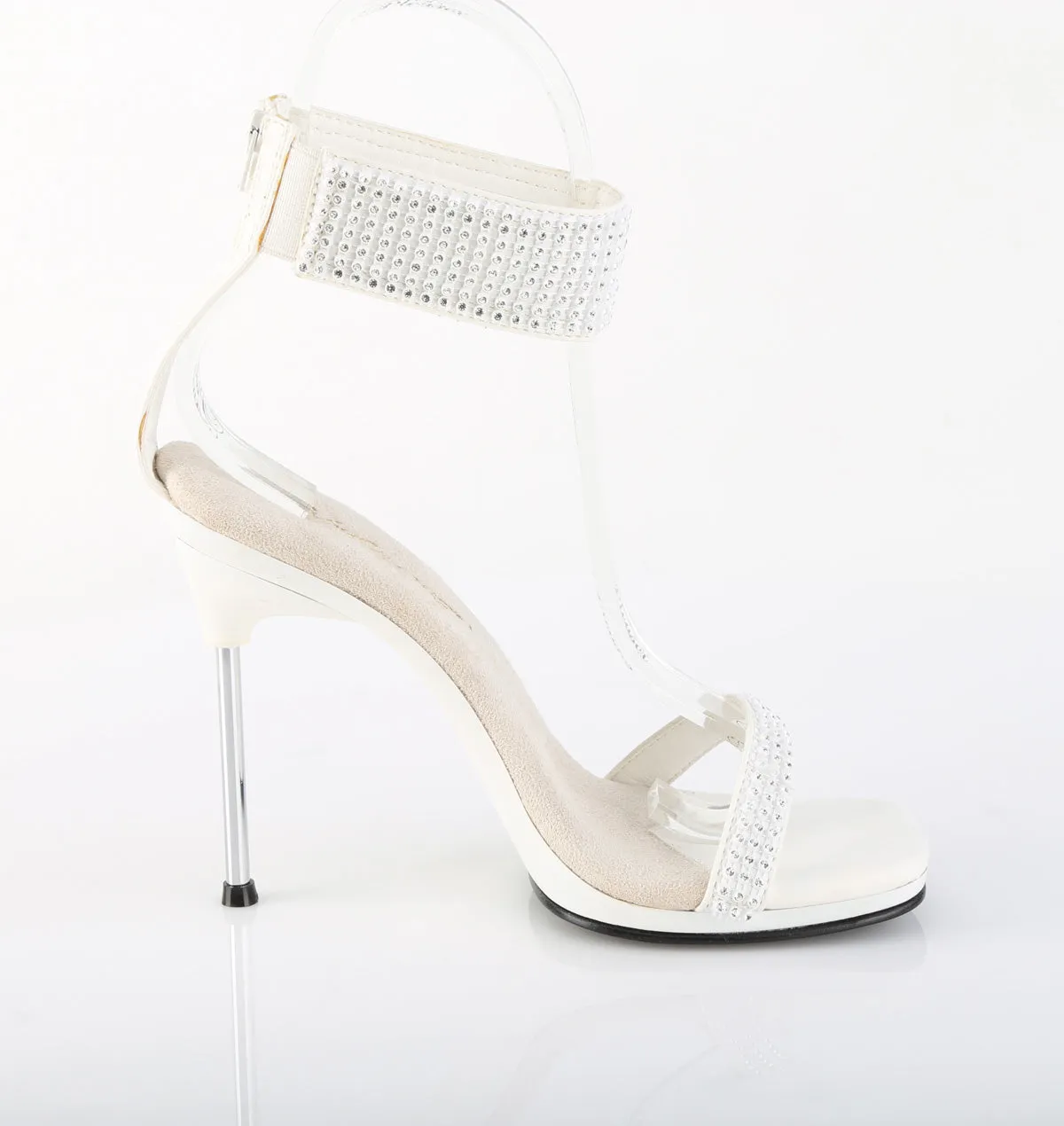 CHIC-40 Fabulicious 4 1/2" Chic White Faux Leather Sexy Shoes (High Heels)