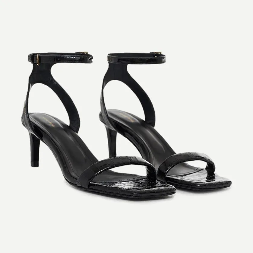 Cora Sandals - Black Embossed