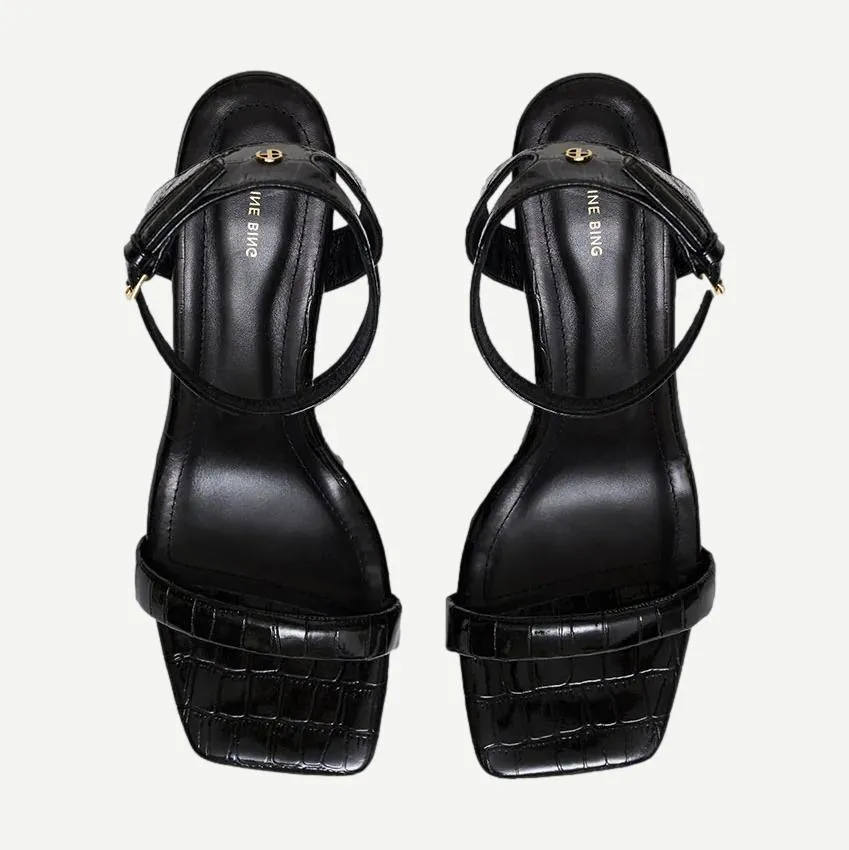 Cora Sandals - Black Embossed