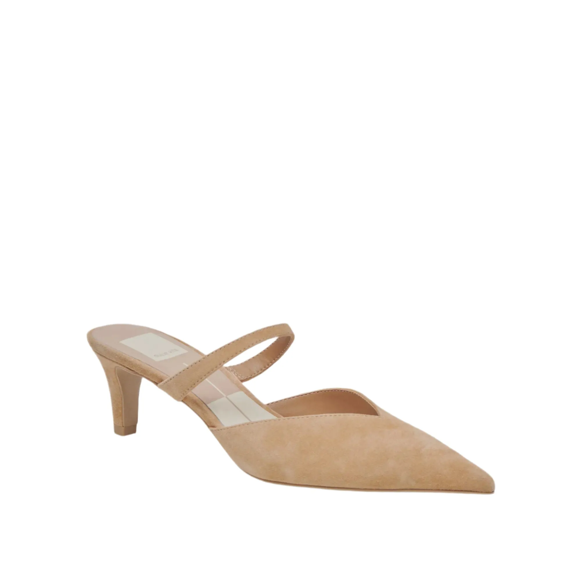 dolce vita kanika pointed toe mid heel in tan suede