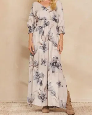 Floral Maxi Dress In Grey | Grey