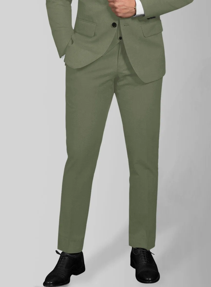 Green Feather Cotton Canvas Stretch Suit