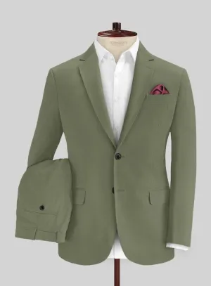 Green Feather Cotton Canvas Stretch Suit