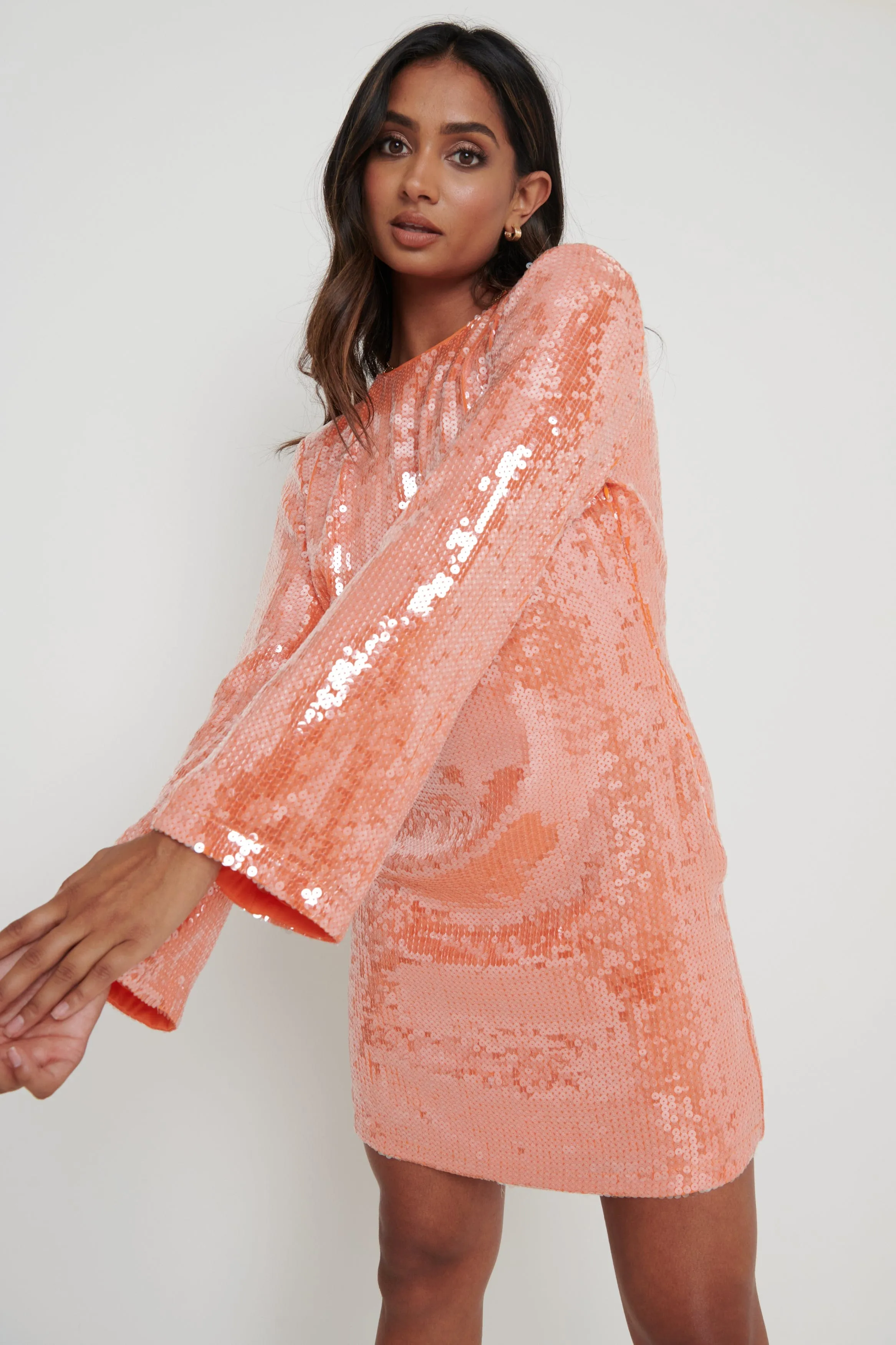 Indie Sequin Mini Dress - Orange