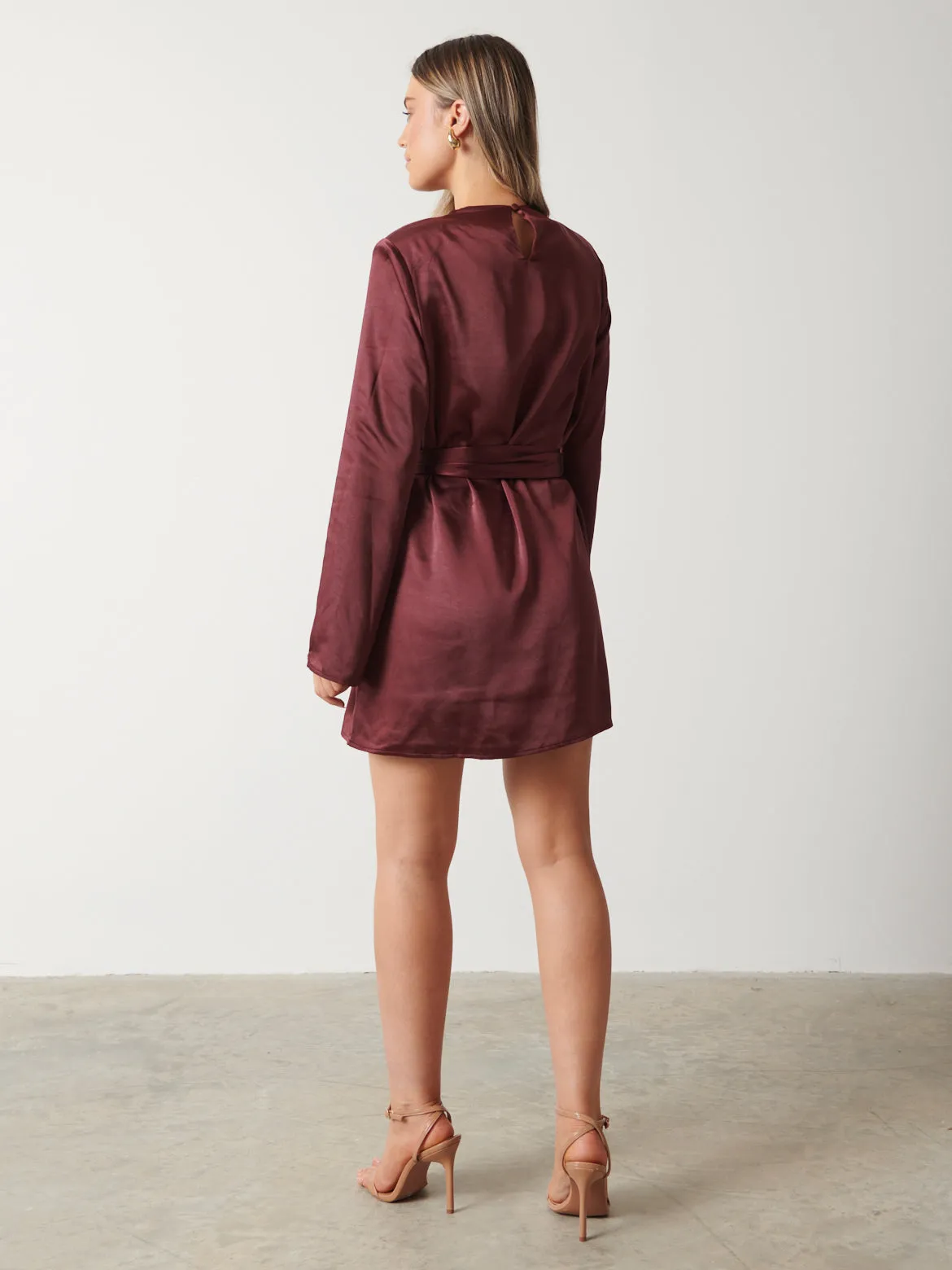 Jayda Cowl Neck Dress - Wine