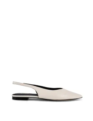 Lorie Slingback Flats - Chalk White Leather