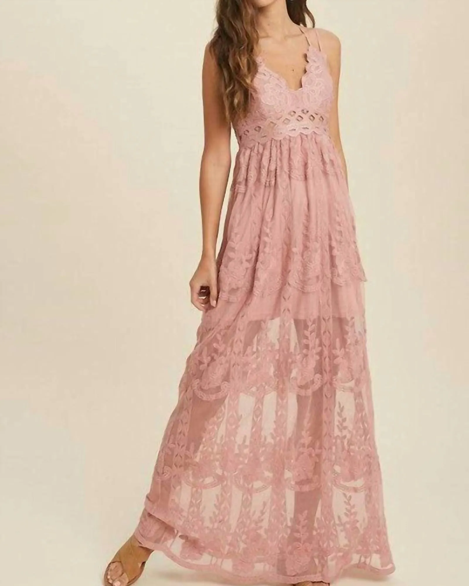 Midsummers Lace Maxi Dress in Mauve | Mauve