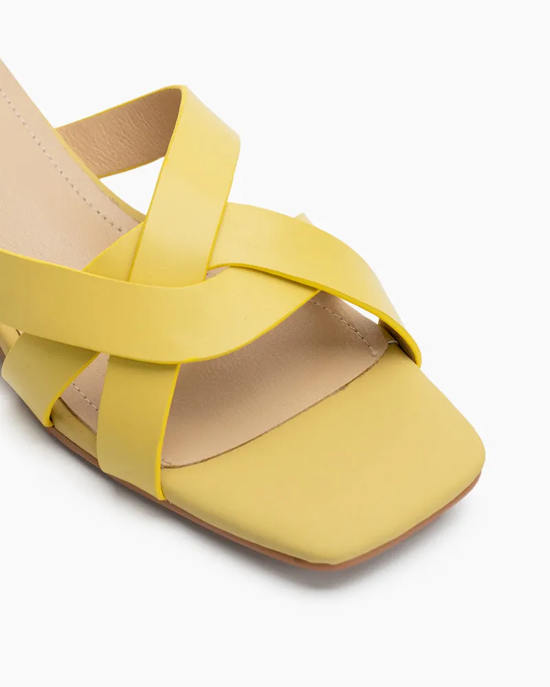Minimalist Cross Design Solid Color Mule Sandals