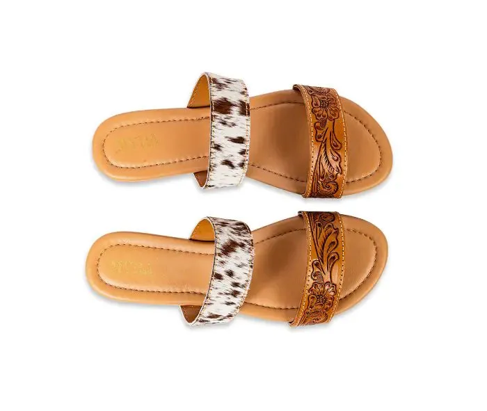 Myra Lena Trail Cowhide Tooled Leather Sandals