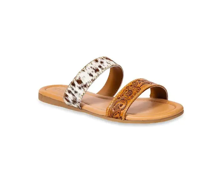 Myra Lena Trail Cowhide Tooled Leather Sandals
