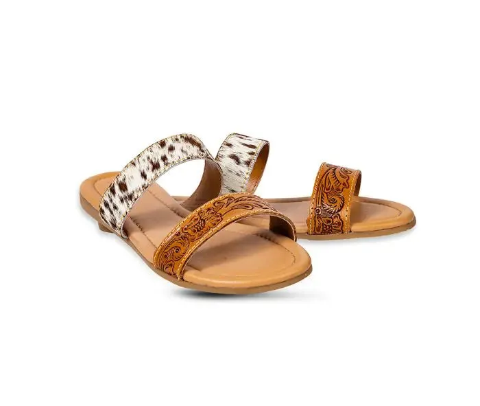 Myra Lena Trail Cowhide Tooled Leather Sandals