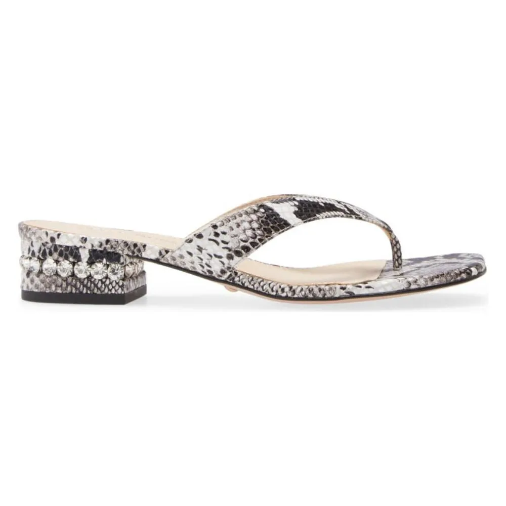 Niall Black White Snake Leather Pelle Moda Slide Sandals
