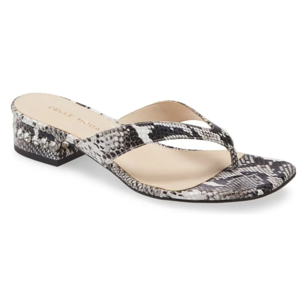 Niall Black White Snake Leather Pelle Moda Slide Sandals