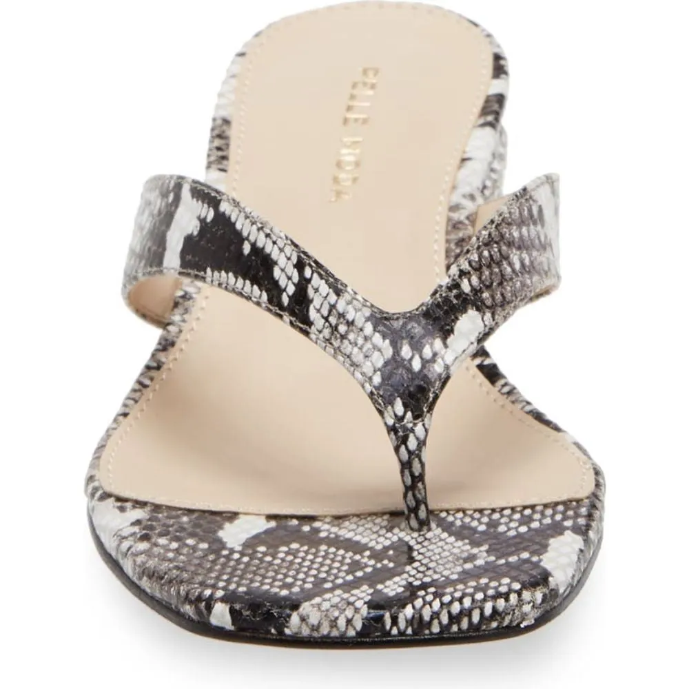 Niall Black White Snake Leather Pelle Moda Slide Sandals