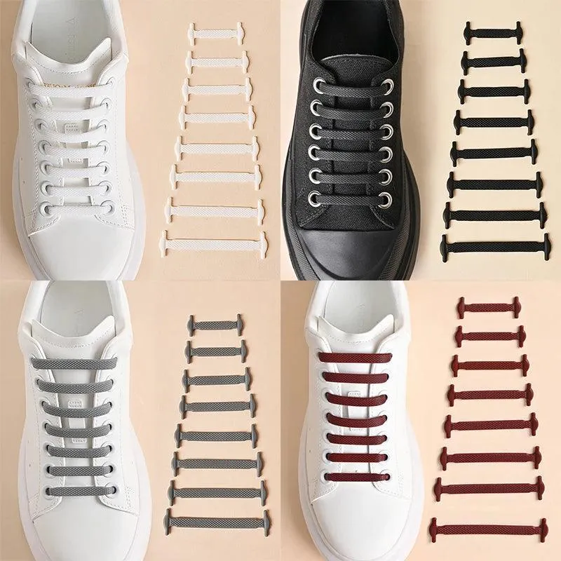 No-Tie Silicone Shoelaces – Elastic Waterproof Laces in 8 Sizes & 12 Colors for Easy Slip-On Shoes