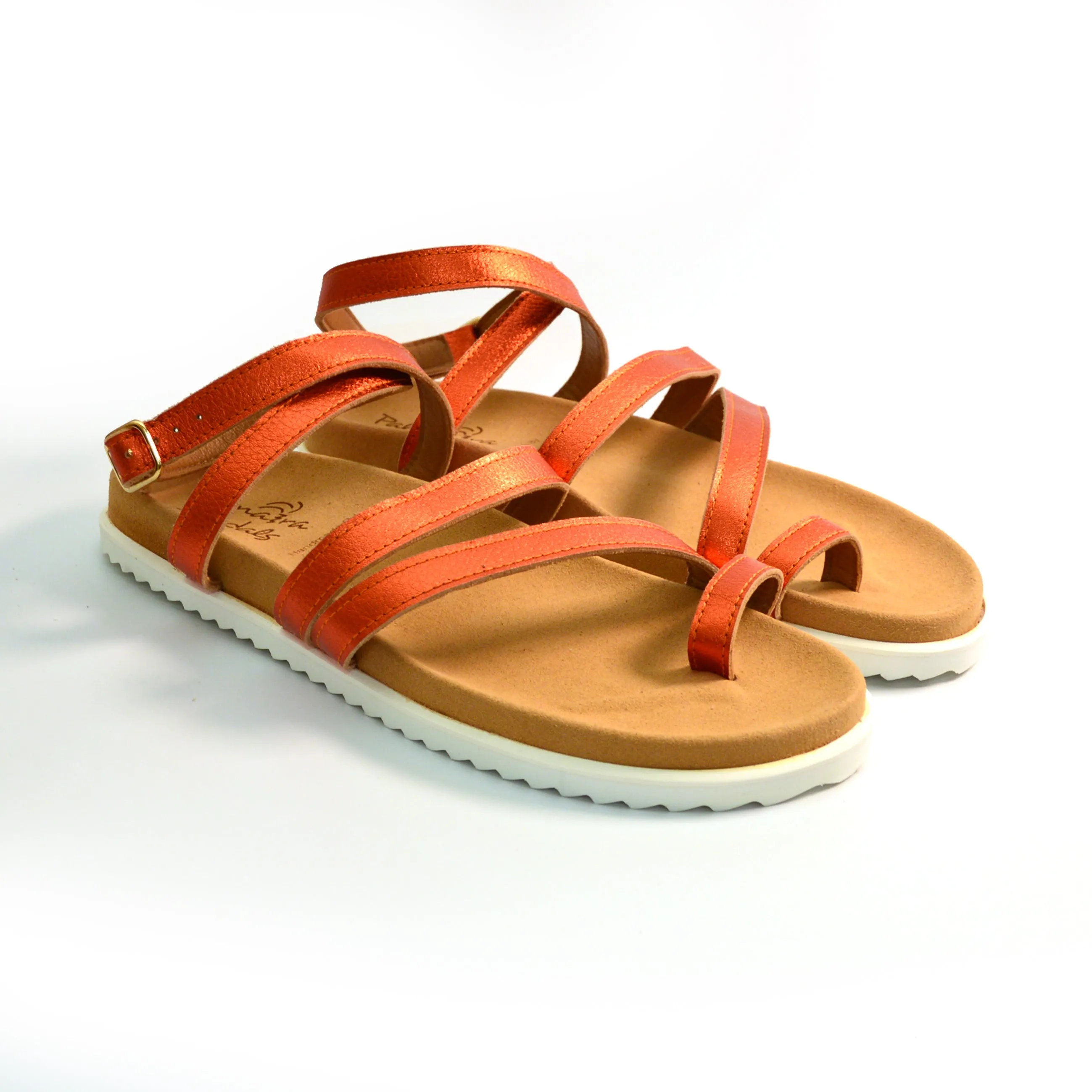 press sample Blaze orange gladiator sandals