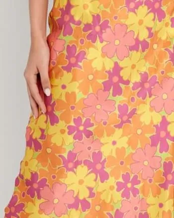 Recycled Satin Cutout Maxi Dress in Multi Print | Multi Print