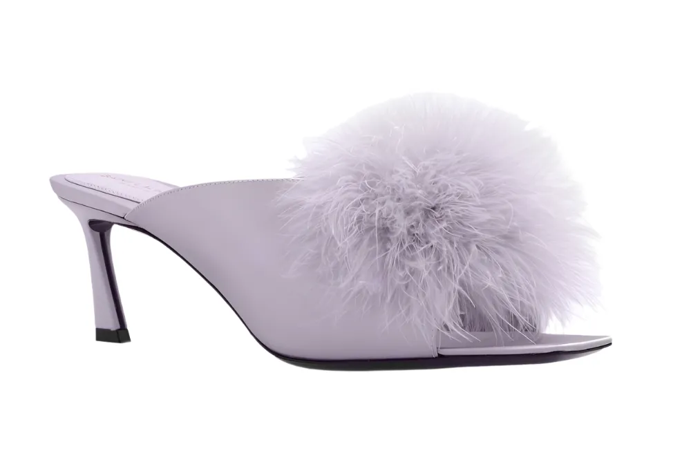 Saint Laurent New Women's Light Purple Mae Slip-On Mules Shoes