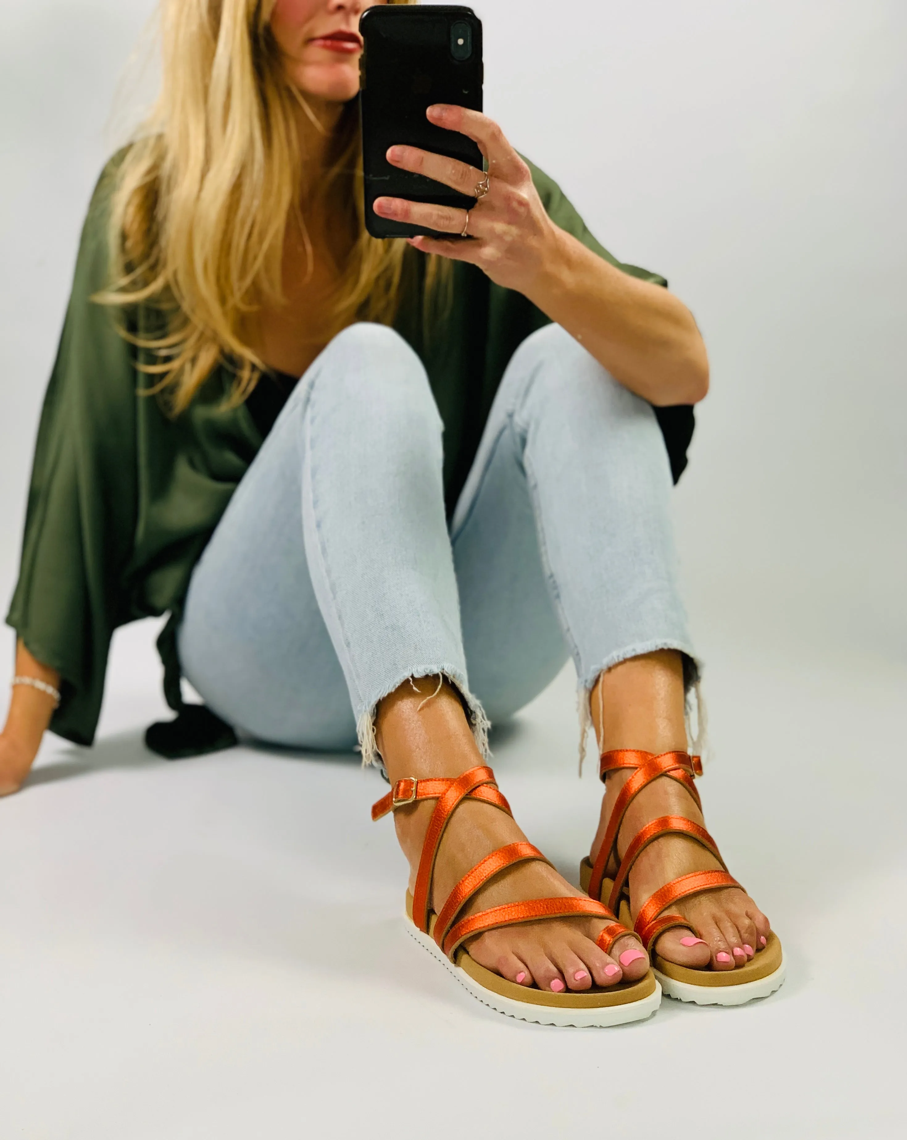 SAMPLE SALE Blaze orange gladiator sandals
