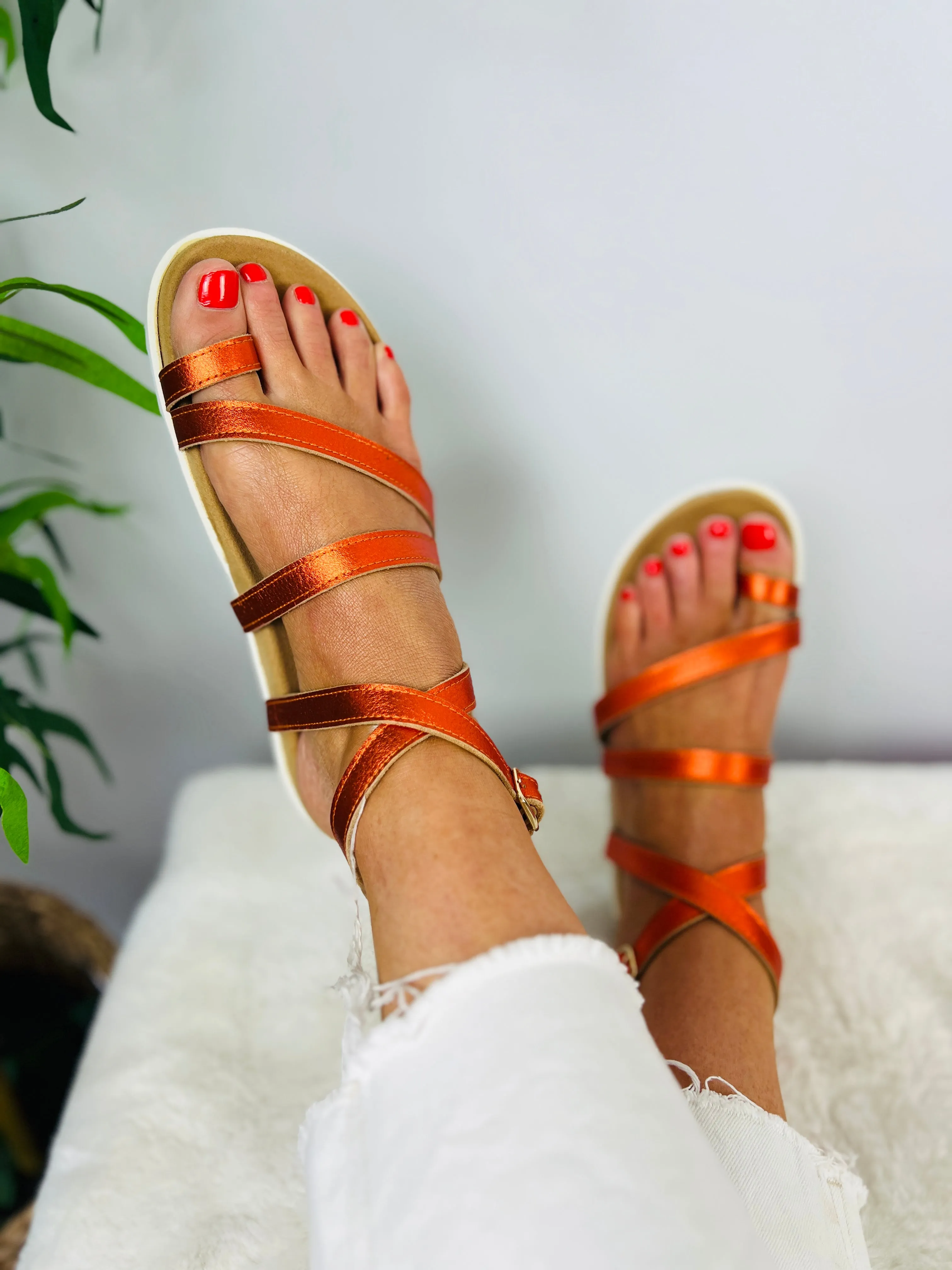 SAMPLE SALE Blaze orange gladiator sandals