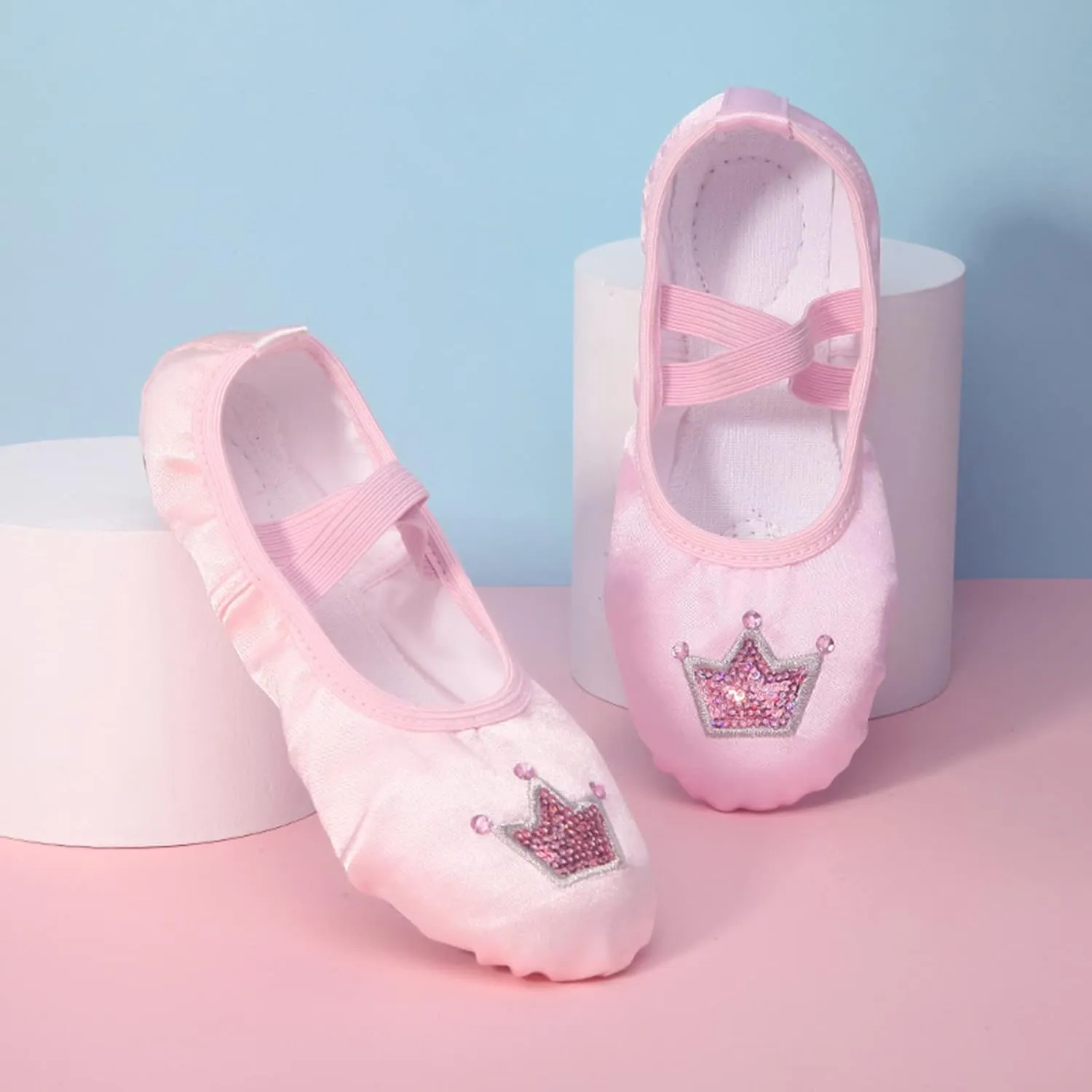 Slip on Baby Shoes Children Velvet Dance Shoes Ballet Dance Shoes Body Training Shoes Satin Embroidered Yoga