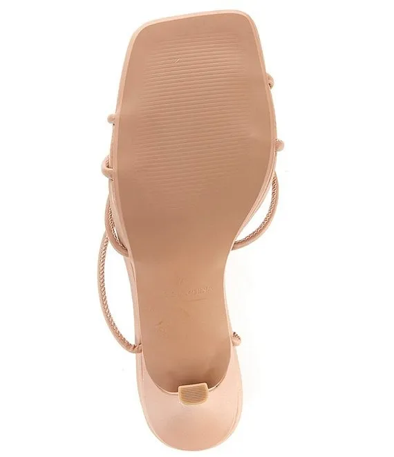 Steve Madden Bryden Tan Lace Up Open Toe Feather Detailed Stiletto Heeled Sandal